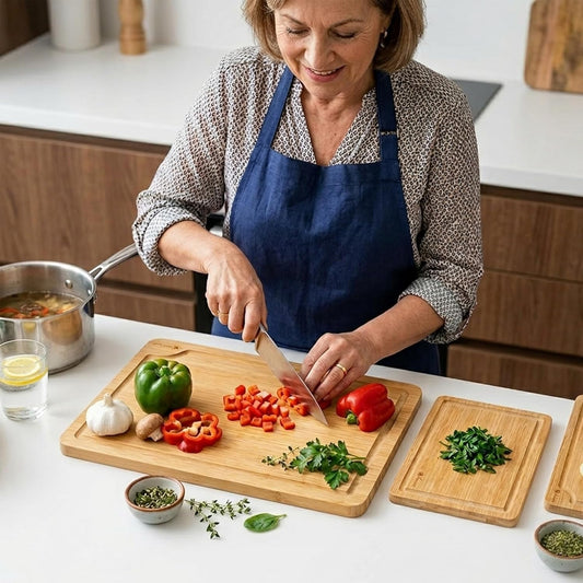 Vinsani Bamboo Chopping Board Set of 3 Wooden Kitchen Cutting Board Serving Platter 100% Natural Organic Bamboo Eco-Friendly Hypoallergenic Various Sizes Perfect for Cutting Meat Cheese & Fruit