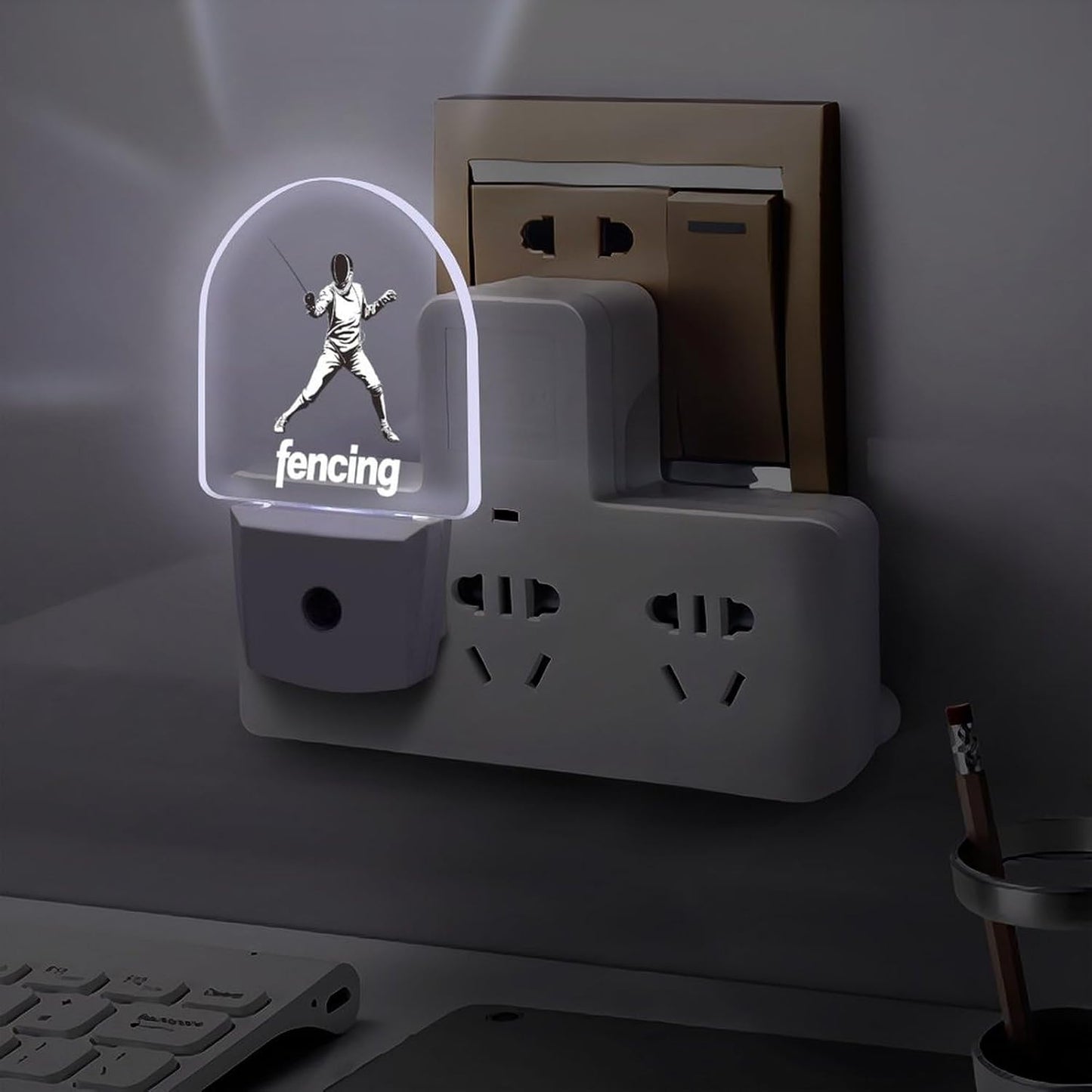 Fencing Funny LED Night Lights Plug Into Wall Smart Lighting for Hallways Kitchen Bedroom
