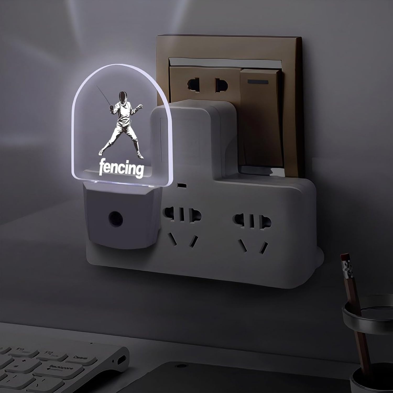 Fencing Funny LED Night Lights Plug Into Wall Smart Lighting for Hallways Kitchen Bedroom