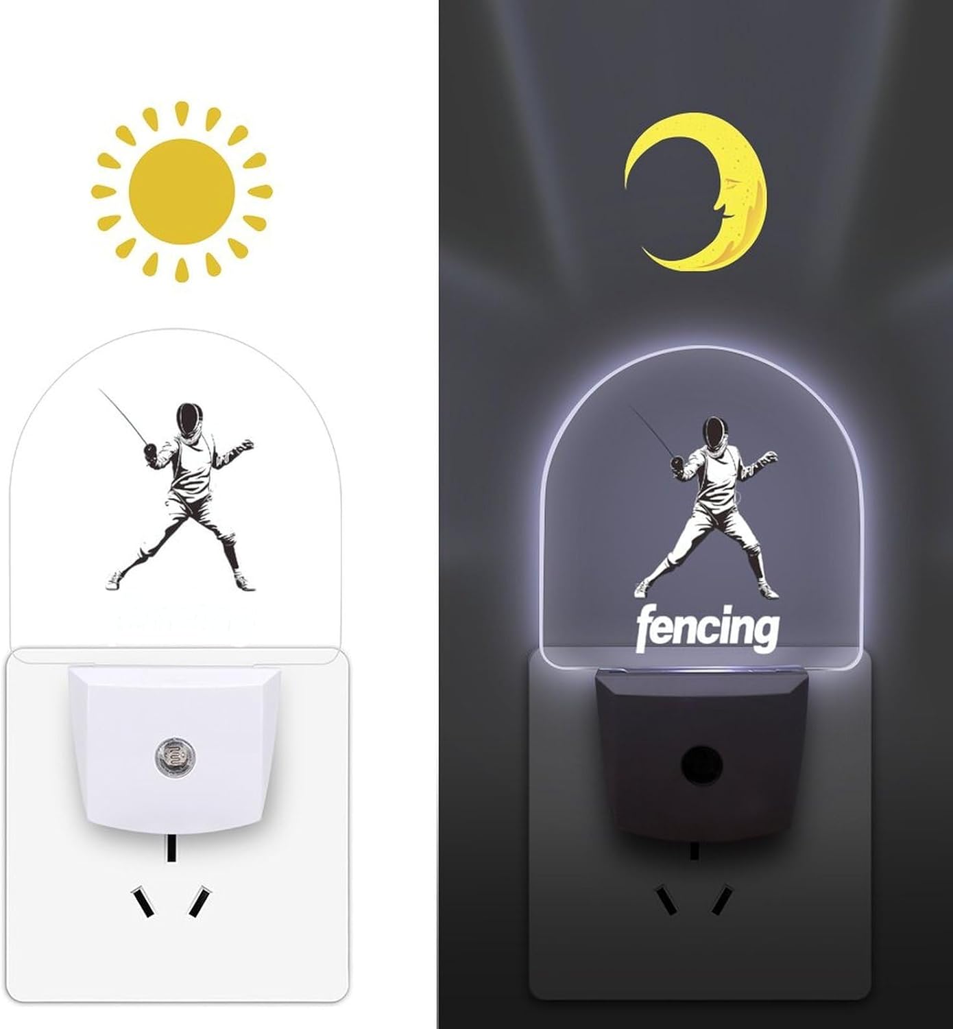 Fencing Funny LED Night Lights Plug Into Wall Smart Lighting for Hallways Kitchen Bedroom