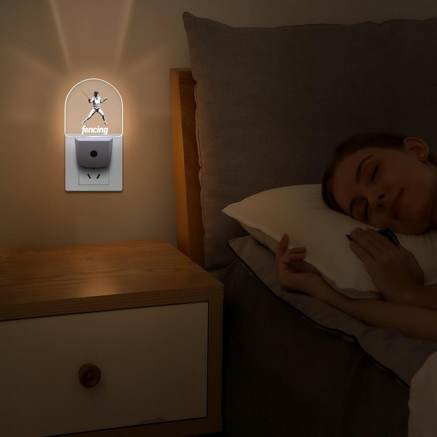 Fencing Funny LED Night Lights Plug Into Wall Smart Lighting for Hallways Kitchen Bedroom