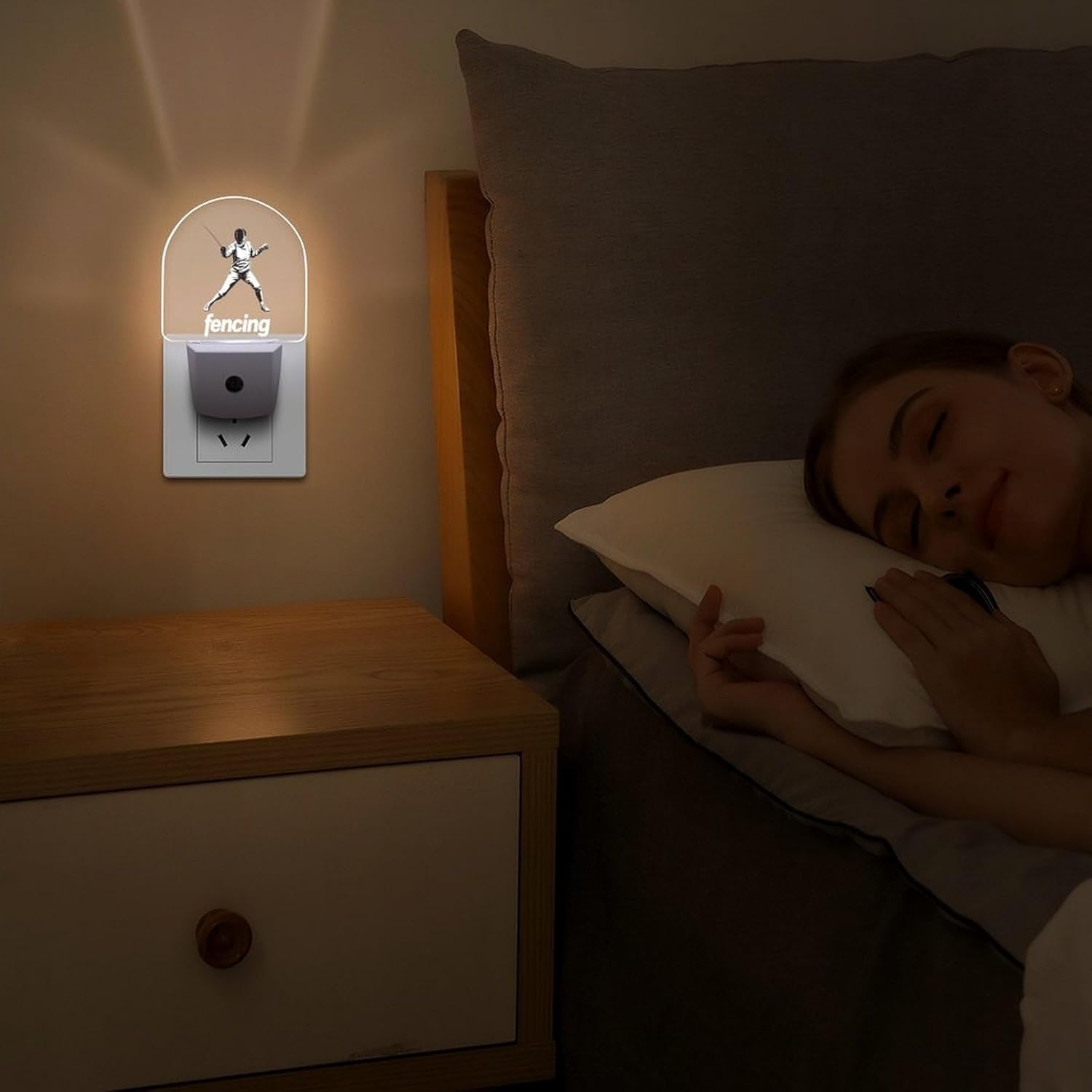 Fencing Funny LED Night Lights Plug Into Wall Smart Lighting for Hallways Kitchen Bedroom