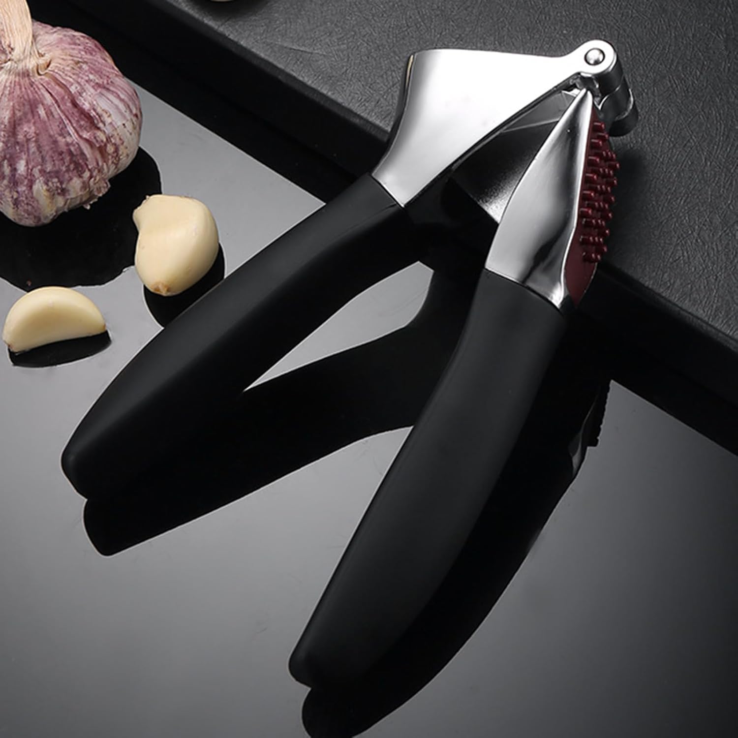 Heavy Duty Garlic Press & Mincer - Sturdy Kitchen Garlic Crusher with Ergonomic Handle, Ginger Presser & Slicer