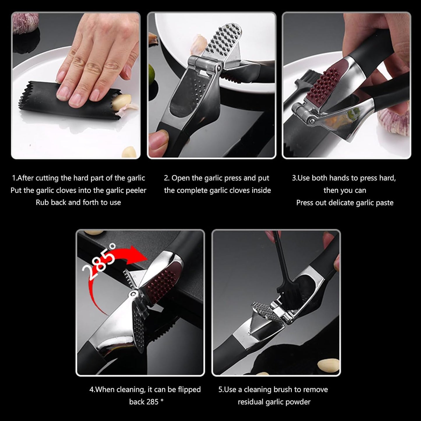 Heavy Duty Garlic Press & Mincer - Sturdy Kitchen Garlic Crusher with Ergonomic Handle, Ginger Presser & Slicer