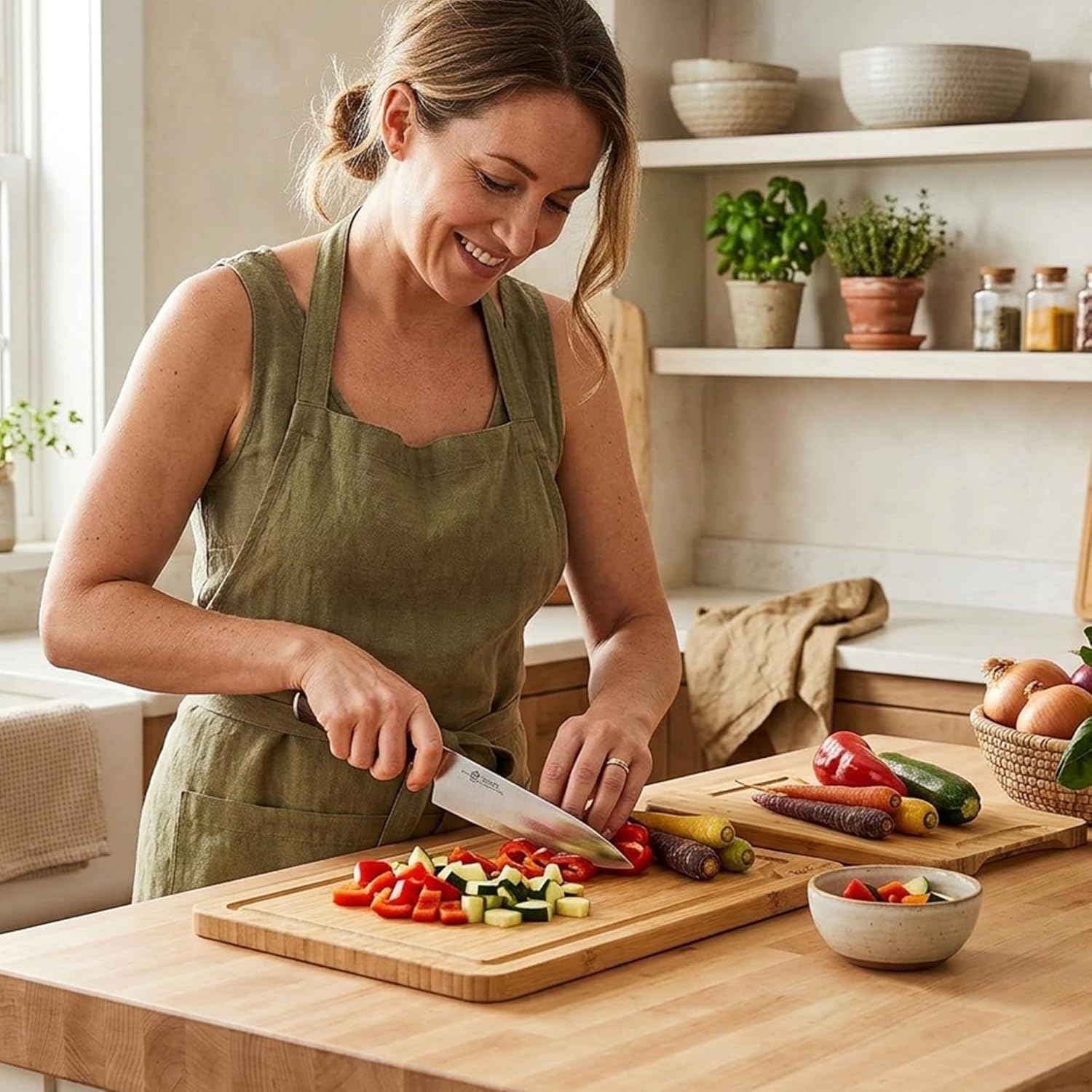 Vinsani Bamboo Chopping Board Set of 3 Wooden Kitchen Cutting Board Serving Platter 100% Natural Organic Bamboo Eco-Friendly Hypoallergenic Various Sizes Perfect for Cutting Meat Cheese & Fruit